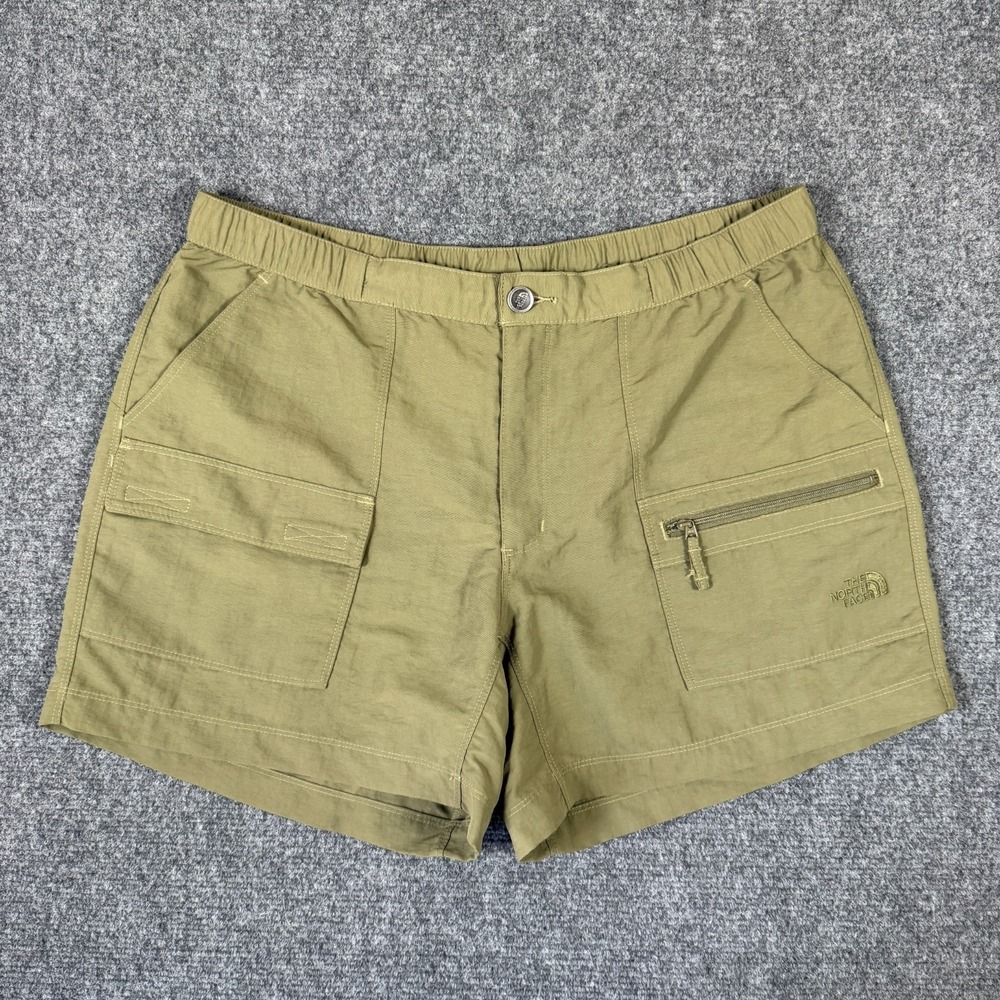 The North Face Shorts Womens Large Green Zipper Gorpcore Hiking Outdoors Logo